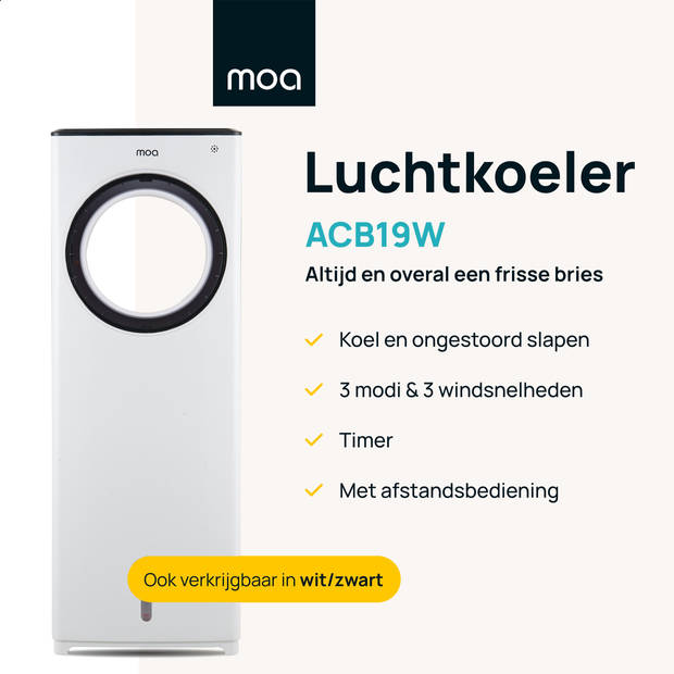 MOA Luchtkoeler - Aircooler - Incl afstandsbediening - Wit - ACB19W