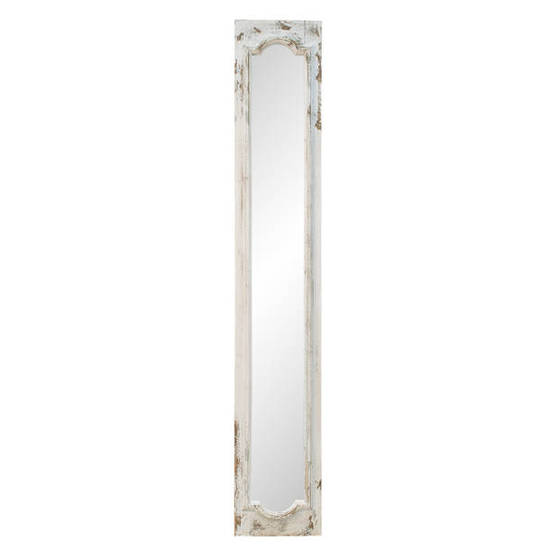 Clayre & Eef Spiegel 30x176 cm Wit Hout Glas Rechthoek Passpiegel Wit Passpiegel