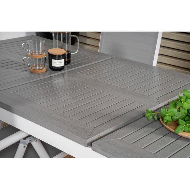 Albany eettafel tuin incl. extra blad 160, 240 cm witgrijs.