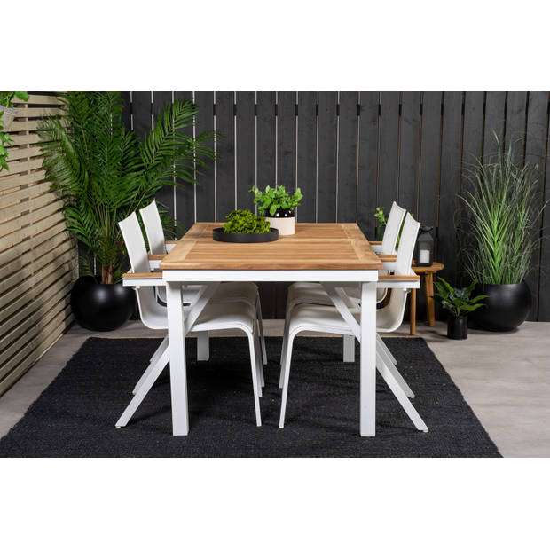 Panama eettafel tuin incl. extra blad 160, 240 cm wit, natuur.