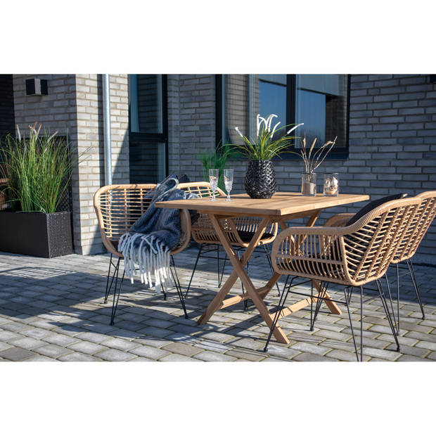 2 x Trish fauteuil met kussen, rotan natuur.