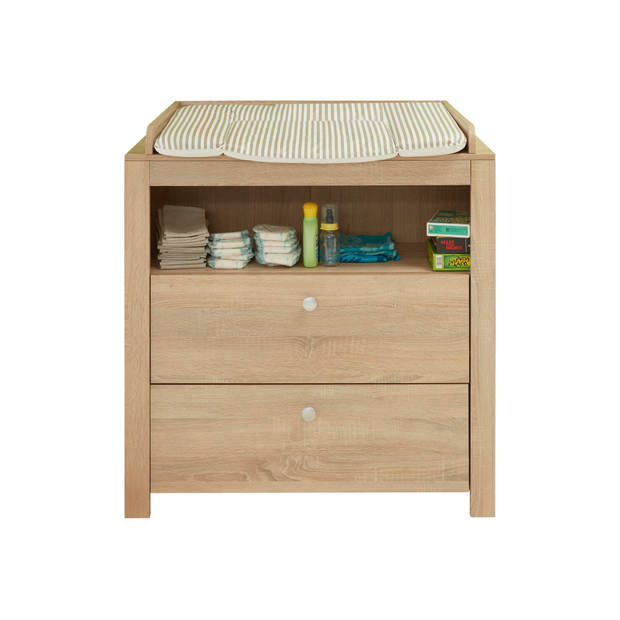 Olja commode met 2 lades en 1 plank, eiken decor.