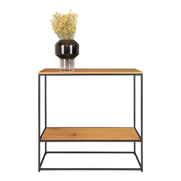 Vita sidetable zwart, eikenhouten decor.