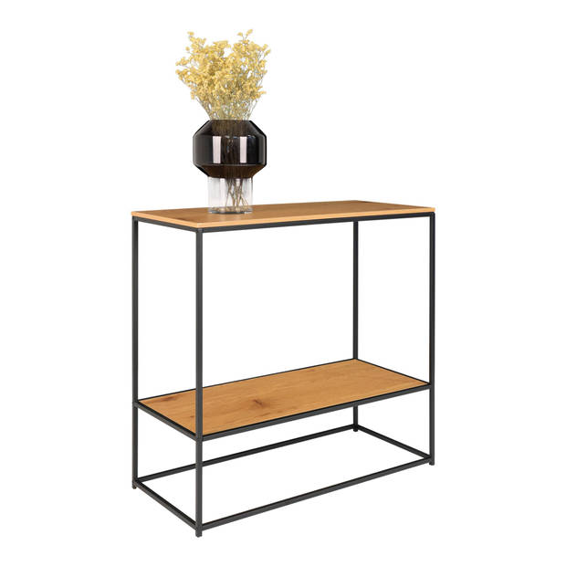 Vita sidetable zwart, eikenhouten decor.