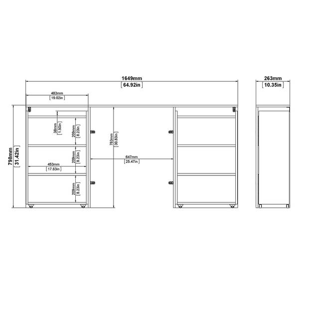 Nada Hoofdbord met opbergruimte 160 cm, betondecor/wit hoogglans.