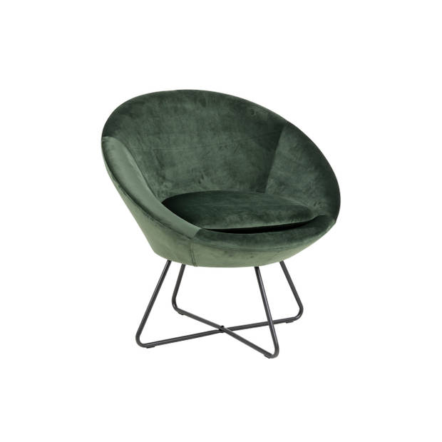 Cenna fauteuil bosgroen, zwart metaal.