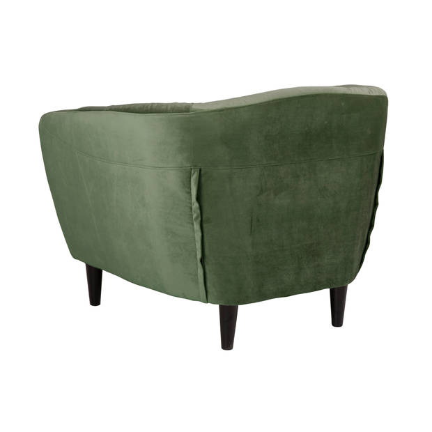 Rita fauteuil bosgroen, rubberhout zwart.