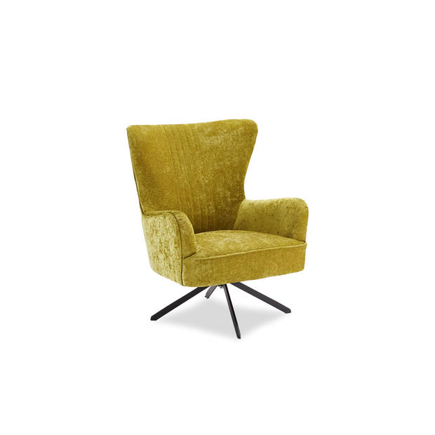 Bobby fauteuil met draaivoet groen, metaal zwart.