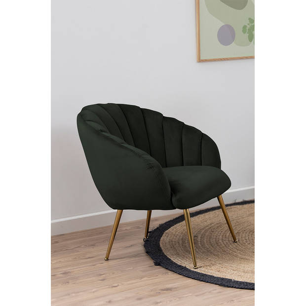 Dano fauteuil lounge fauteuil groen, messing.