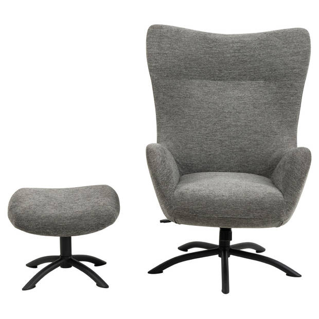 Talgy fauteuil Relaxfauteuil met kruk antraciet.