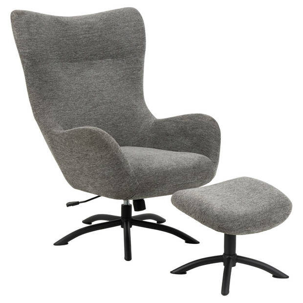 Talgy fauteuil Relaxfauteuil met kruk antraciet.