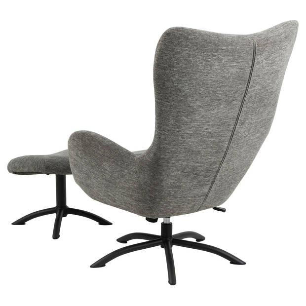 Talgy fauteuil Relaxfauteuil met kruk antraciet.