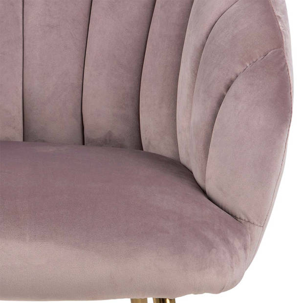 Dany fauteuil loungestoel oudroze, messingkleurig.