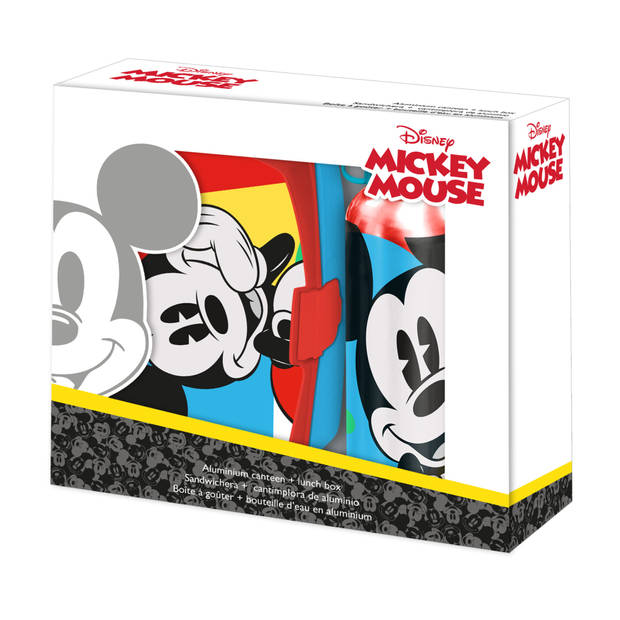 Disney Mickey Mouse lunchbox set voor kinderen - 2-delig - rood - aluminium/kunststof - Lunchboxen