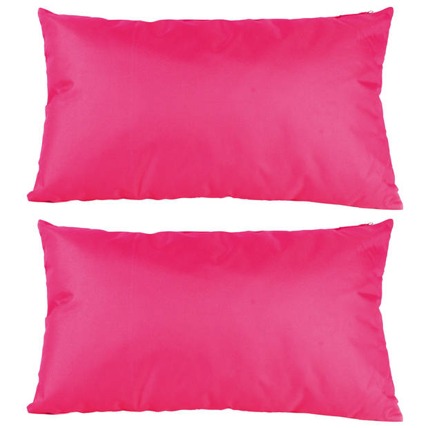 2x Bank/sier kussens voor binnen en buiten in de kleur fuchsia roze 30 x 50 cm - Sierkussens