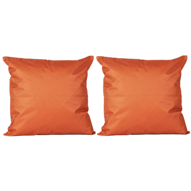 2x Bank/sier kussens voor binnen en buiten in de kleur oranje 45 x 45 cm - Sierkussens