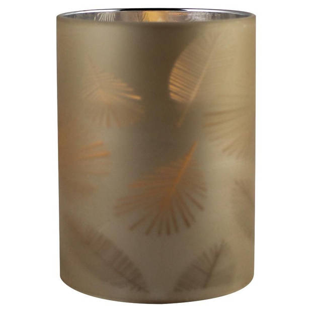 2x stuks luxe led kaarsen in goud bladeren glas D7 x H10 cm - LED kaarsen