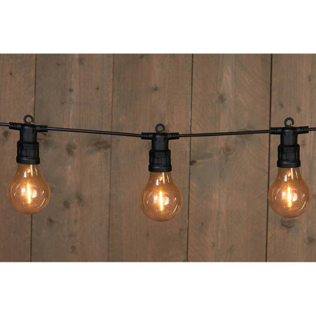 2x stuks tuinverlichting lichtsnoeren met lampjes/bollampjes klassiek warm 10 meter - Lichtsnoer voor buiten