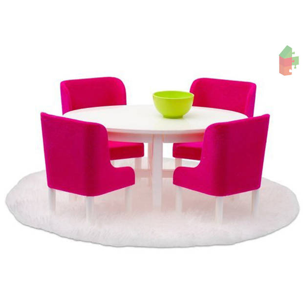 Lundby Smaland Poppenhuis Eetkamerset (Roze)