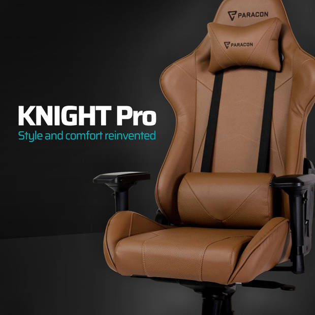 Paracon Knight Pro gamestoel incl. kussen voor nek en lenden cognac.