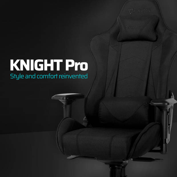 Paracon Knight Pro gamestoel incl. kussen voor nek en lenden zwart.