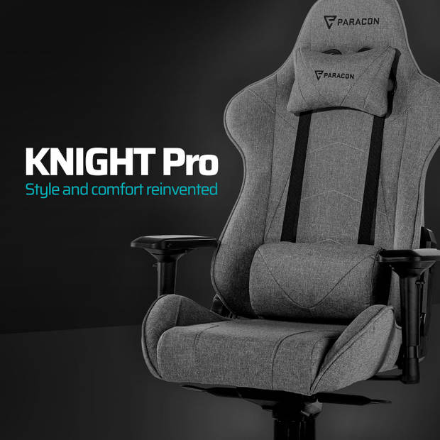 Paracon Knight Pro gamestoel incl. kussen voor nek en lenden grijs.