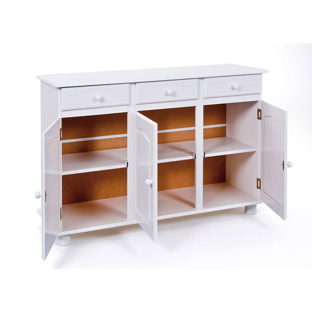 Livra dressoir 3 lades, 3 deuren wit.