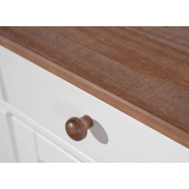 Wright dressoir 3 deuren, 3 lades wit, bruin.