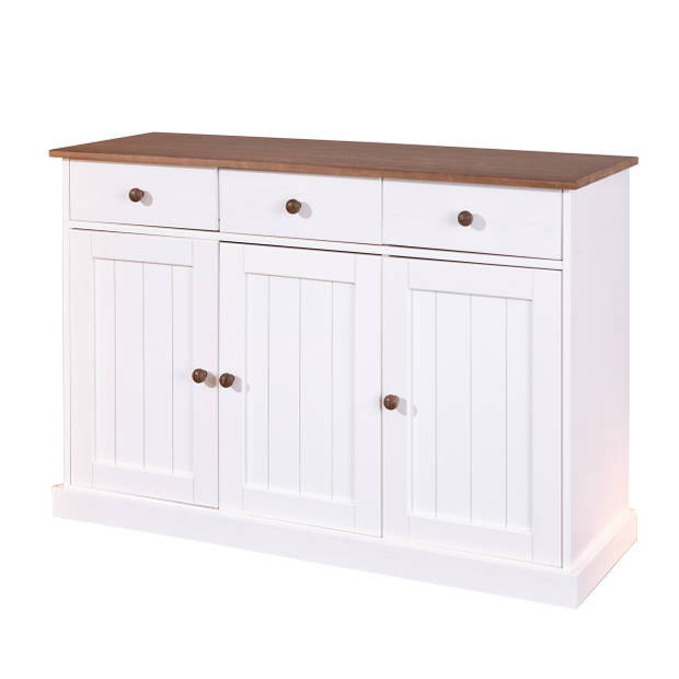 Wright dressoir 3 deuren, 3 lades wit, bruin.