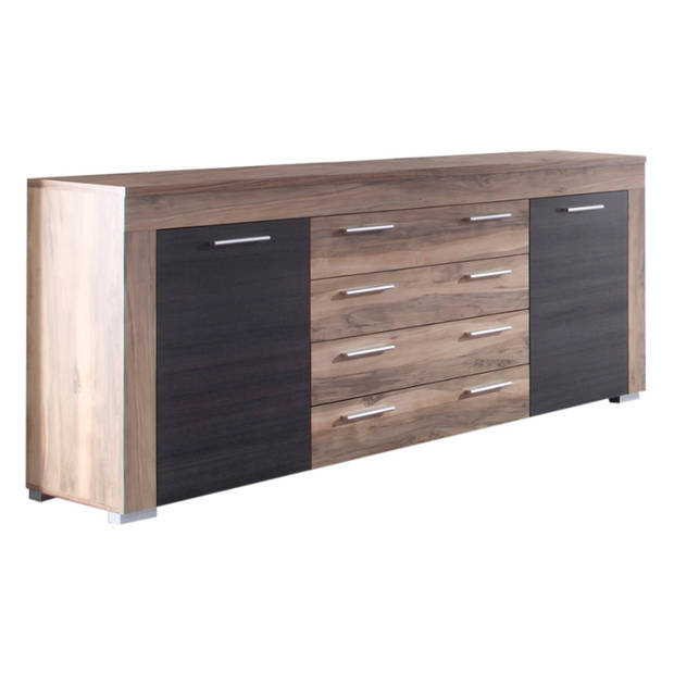 Borak dressoir 2 deuren en 4 lades, walnoot decor, touchwood decor.