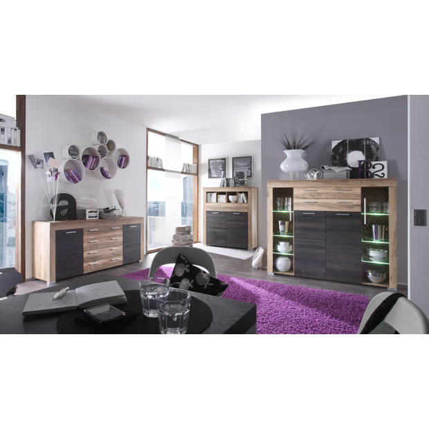 Borak dressoir 2 deuren en 4 lades, walnoot decor, touchwood decor.