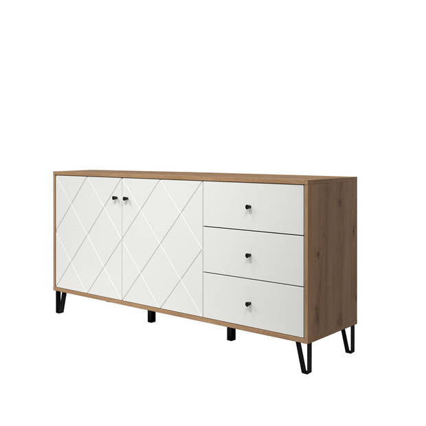 Touch dressoir 2 deuren eiken decor, wit mat.