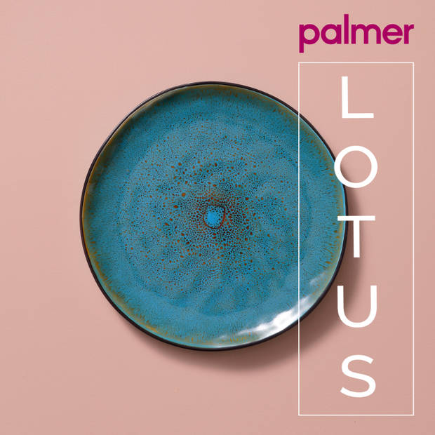 Palmer Bord Lotus 27.5 cm Turquoise Zwart Stoneware 2 stuks