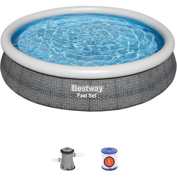 BESTWAY Fast Set™ bovengronds zwembad - Rond - 366 x 76 cm - Pomp en filterpatroon