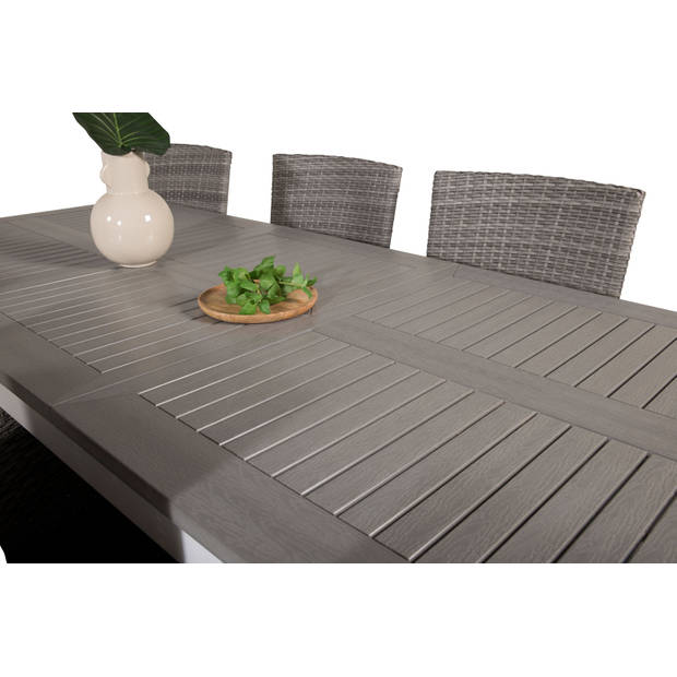 Albany tuinmeubelset tafel 90x160/240cm en 8 stoel Malin grijs.