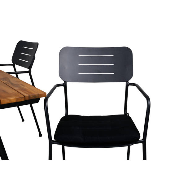 Chan tuinmeubelset tafel 100x200cm en 4 stoel Nicke zwart, naturel.