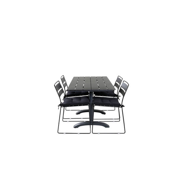 Denver tuinmeubelset tafel 70x120cm en 4 stoel Lina zwart.