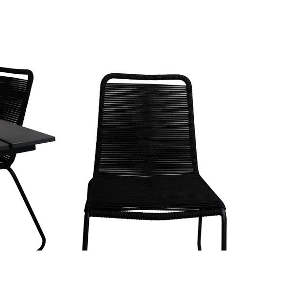 Denver tuinmeubelset tafel 70x120cm en 4 stoel stapelS Lindos zwart.