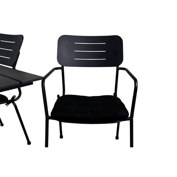 Denver tuinmeubelset tafel 70x120cm en 4 stoel Nicke zwart.