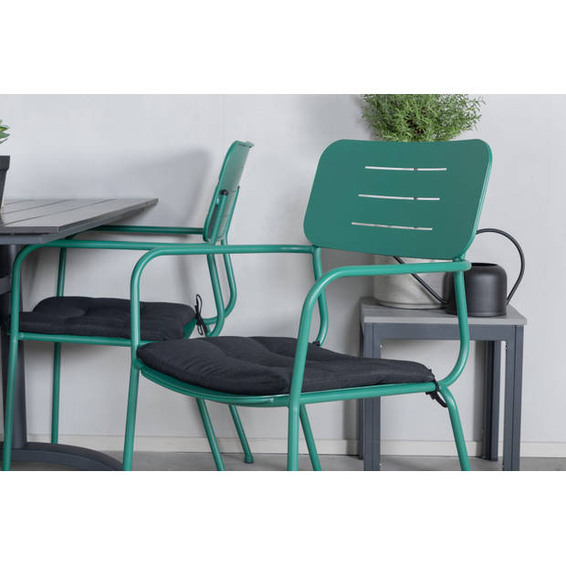 Denver tuinmeubelset tafel 70x120cm en 4 stoel Nicke groen, zwart.
