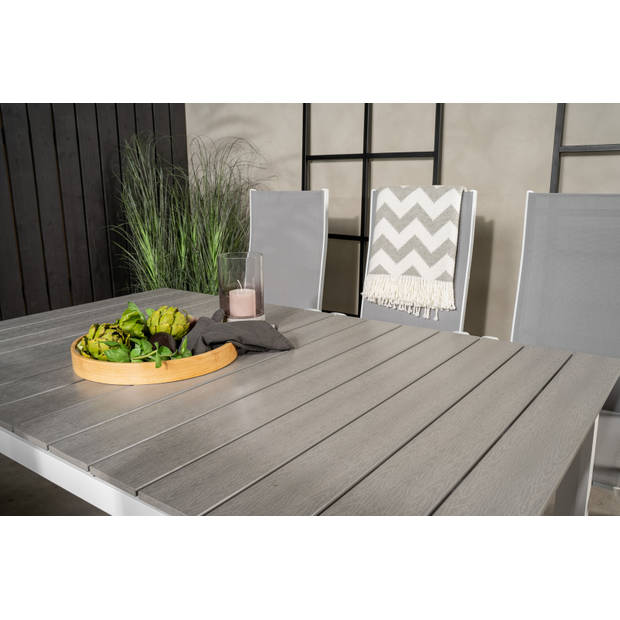 Levels tuinmeubelset tafel 100x160/240cm en 6 stoel Copacabana wit, grijs.