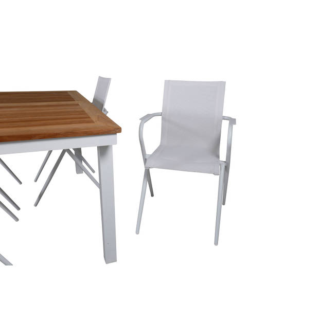 Panama tuinmeubelset tafel 90x160/240cm en 4 stoel Alina wit, naturel.