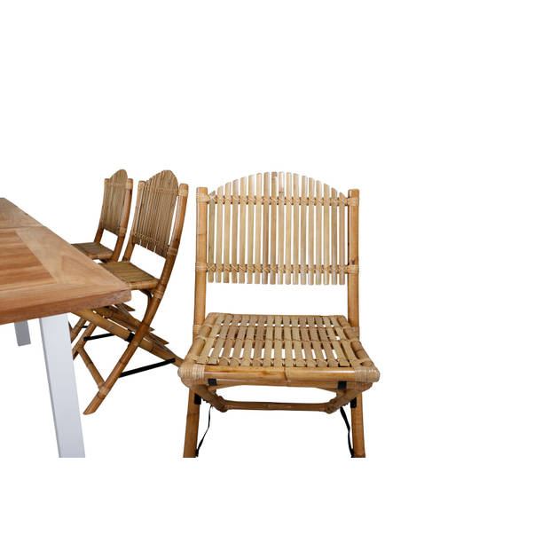 Panama tuinmeubelset tafel 90x160/240cm en 6 stoel Cane lichtgrijs, naturel.