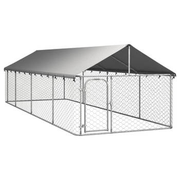 vidaXL Hondenkennel voor buiten met dak 600x200x150 cm