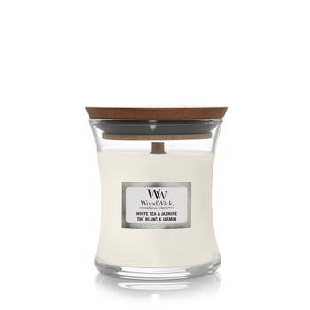 WoodWick Geurkaars Mini White Tea & Jasmine - 8 cm / ø 7 cm