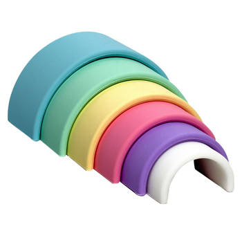 dëna 6-delige Speelgoedset Pastel regenboog silicone