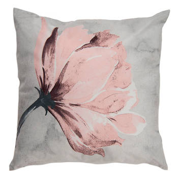 Clayre & Eef Kussenhoes 45x45 cm Roze Wit Polyester Vierkant Bloem Sierkussenhoes Roze Sierkussenhoes