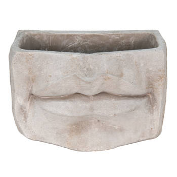 Clayre & Eef Bloempot Mond 21x13x14 cm Grijs Steen Bloempot binnen Grijs Bloempot binnen