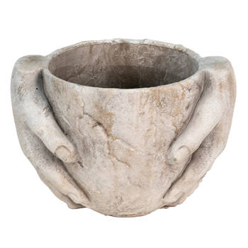 Clayre & Eef Bloempot 25x18x17 cm Grijs Steen Handen Bloempot binnen Grijs Bloempot binnen