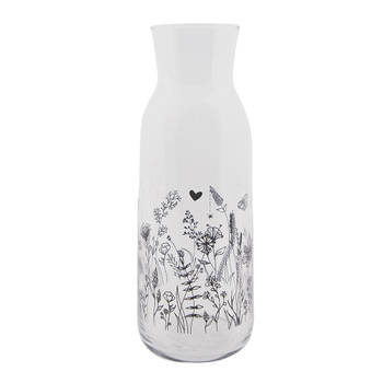 Clayre & Eef Karaf 1000 ml Glas Bloemen Waterkan Transparant Waterkan